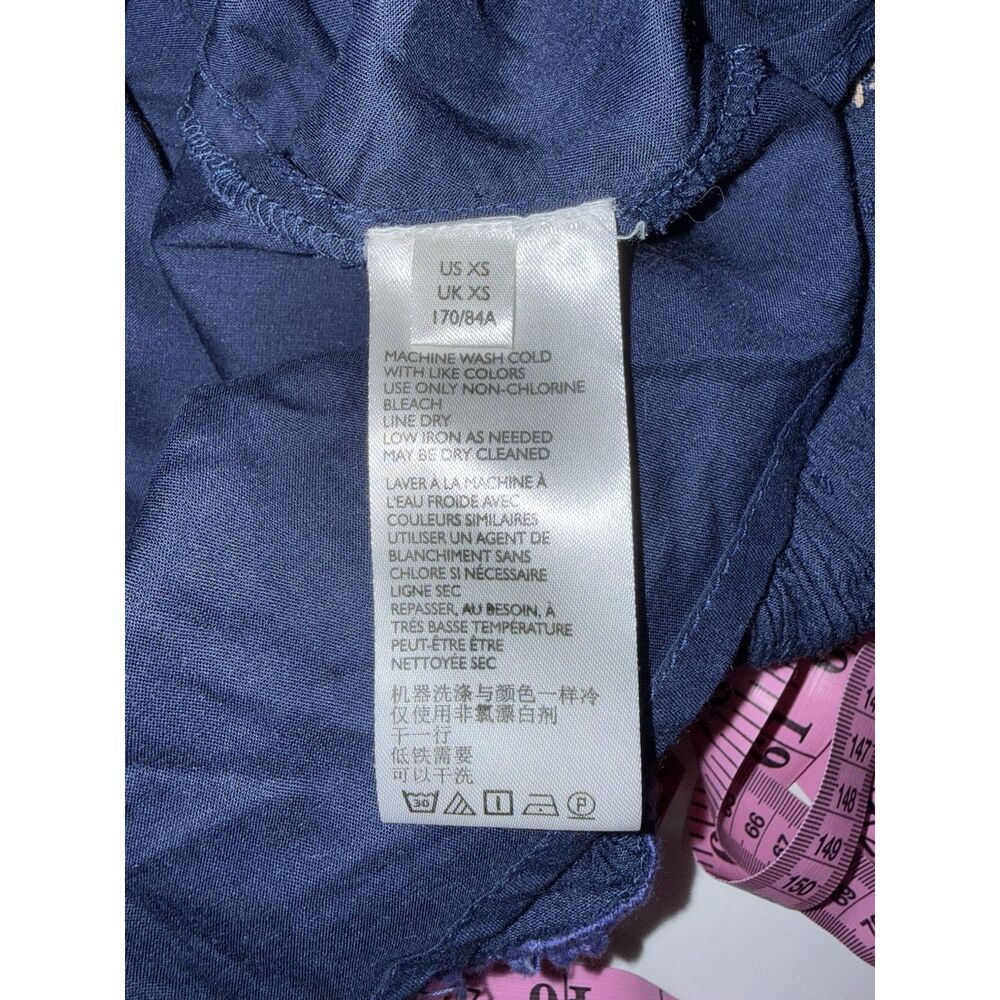 Free People My‎ Love Mini Dress Boho Hippie Balloon Sleeve Blue Floral Patch XS - Picture 15 of 16